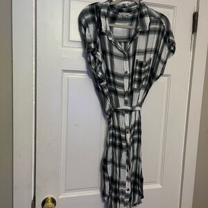 American Eagle Outfitters Black and White Plaid Shirt Dress